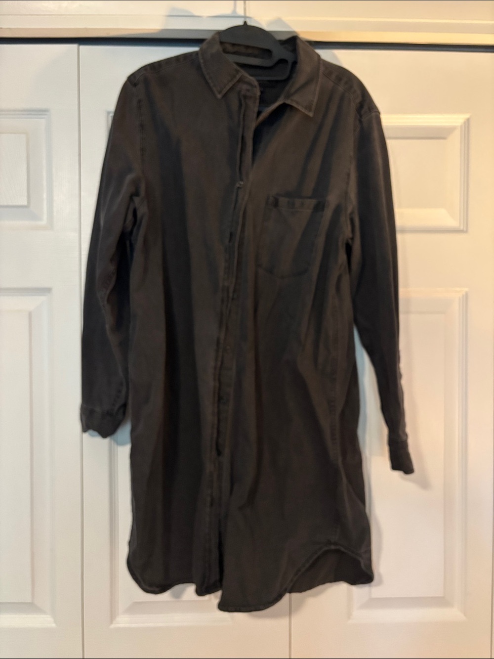 Quince Denim Shirt Dress in Washed Charcoal
